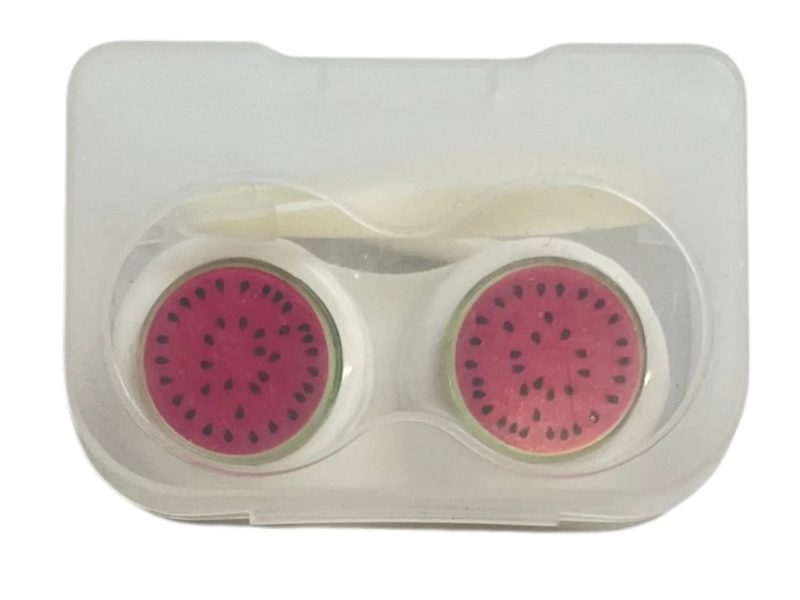 Kit custodia lenti a contatto a forma di melone, Colore: base bianca, rosso