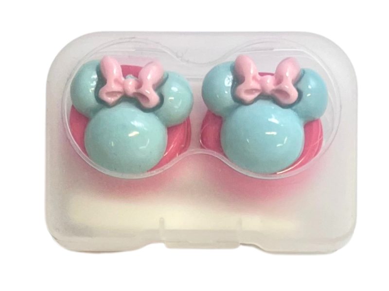Kit custodia lenti a contatto con figura di Minnie, Colore: base rosa, turchese, fiocco rosa