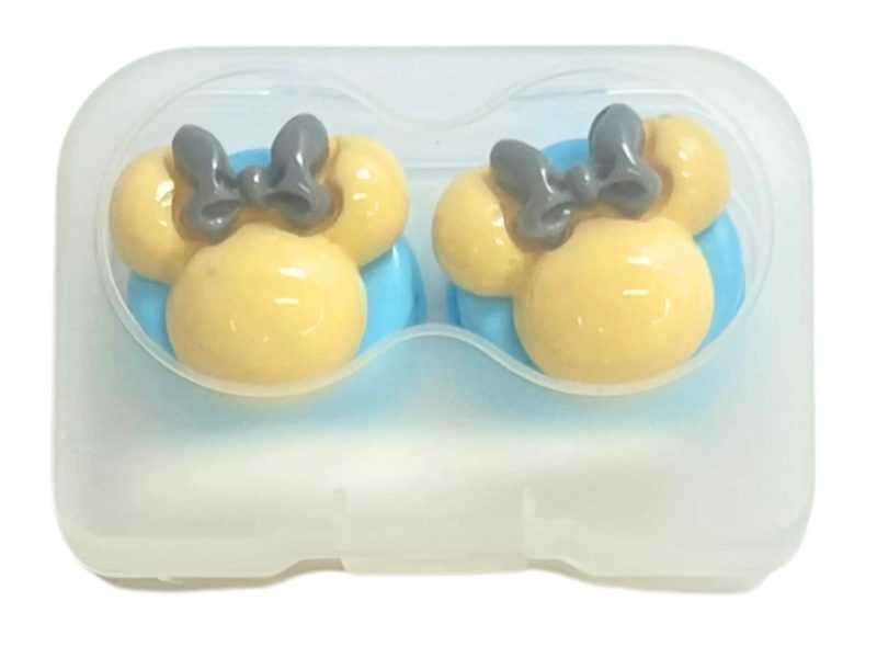 Kit custodia lenti a contatto della statuetta di Minnie, Colore: base blu, giallo, fiocco grigio