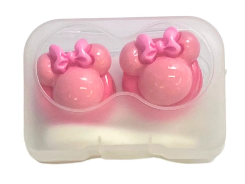Kit custodia lenti a contatto della figura di Minnie, Colore: base rosa, rosa, fiocco rosa