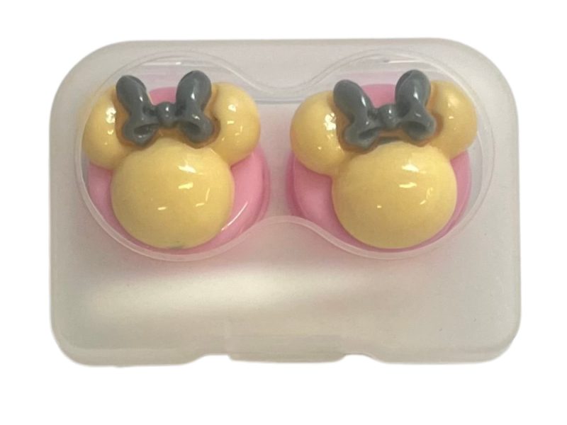 Kit custodia lenti a contatto figura di Minnie, Colore: base rosa, giallo, fiocco grigio