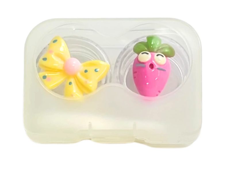 Kit custodia lenti a contatto con figure a forma di fiocco di carota, colore: rosa, giallo