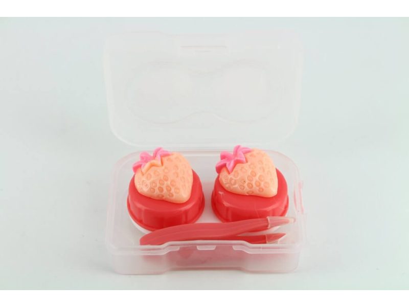 Kit custodia lenti a contatto fragola, Colore: rosso