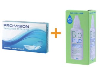   Pro-Vision (6 pezzi) - lenti a contatto mensili monouso in silicone idrogel + Biotrue (60 ml)