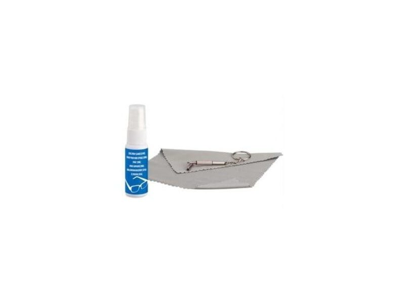 Spray per la pulizia degli occhiali senza alcool (20 ml) + salviette + cacciavite
