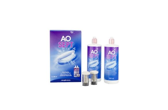 AoSept Plus (2x360 ml), Soluzione per lenti a contatto + 2 portalenti - prodotto fuori produzione