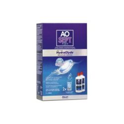   AoSept Plus with HydraGlyde (2x360 ml), Soluzione per lenti a contatto + 2 portalenti