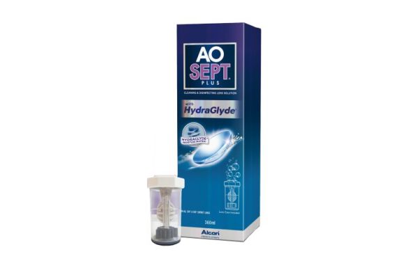 AoSept Plus With HydraGlyde (360 ml) Soluzione per lenti a contatto + 1 portalenti