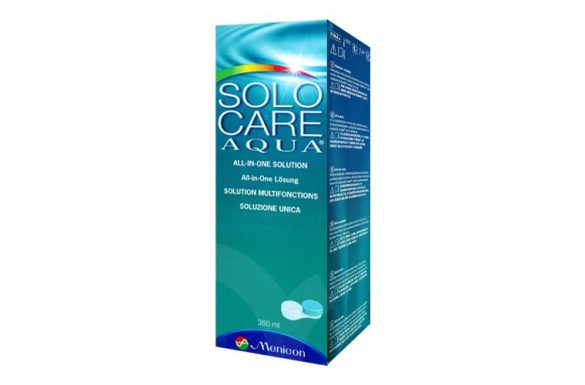 SOLO-care Aqua (360 ml), Solzuione per lenti a contatto + 1 portalenti