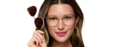 montatura per occhiali da donna con clip-on